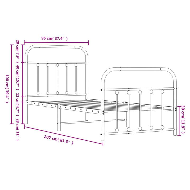 Bedframe – Bedbodem – Ledikant – Eenpersoonsbed – Slaapbank – Metalen Verstelbaar Frame – Stevig Zwart 90x200 cm – Eenvoudige Montage Zonder Gereedschap