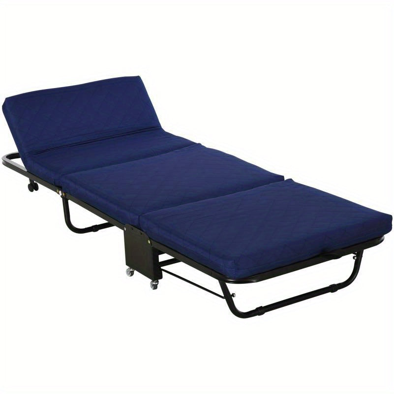 Opklapbed – Opvouwbaar Bed – Logeerbed – Relaxstoel – Slaapbed – Verstelbaar Stalen Frame – Comfortabele Foam Matras – 3-standen – Compact 184x65x26 cm