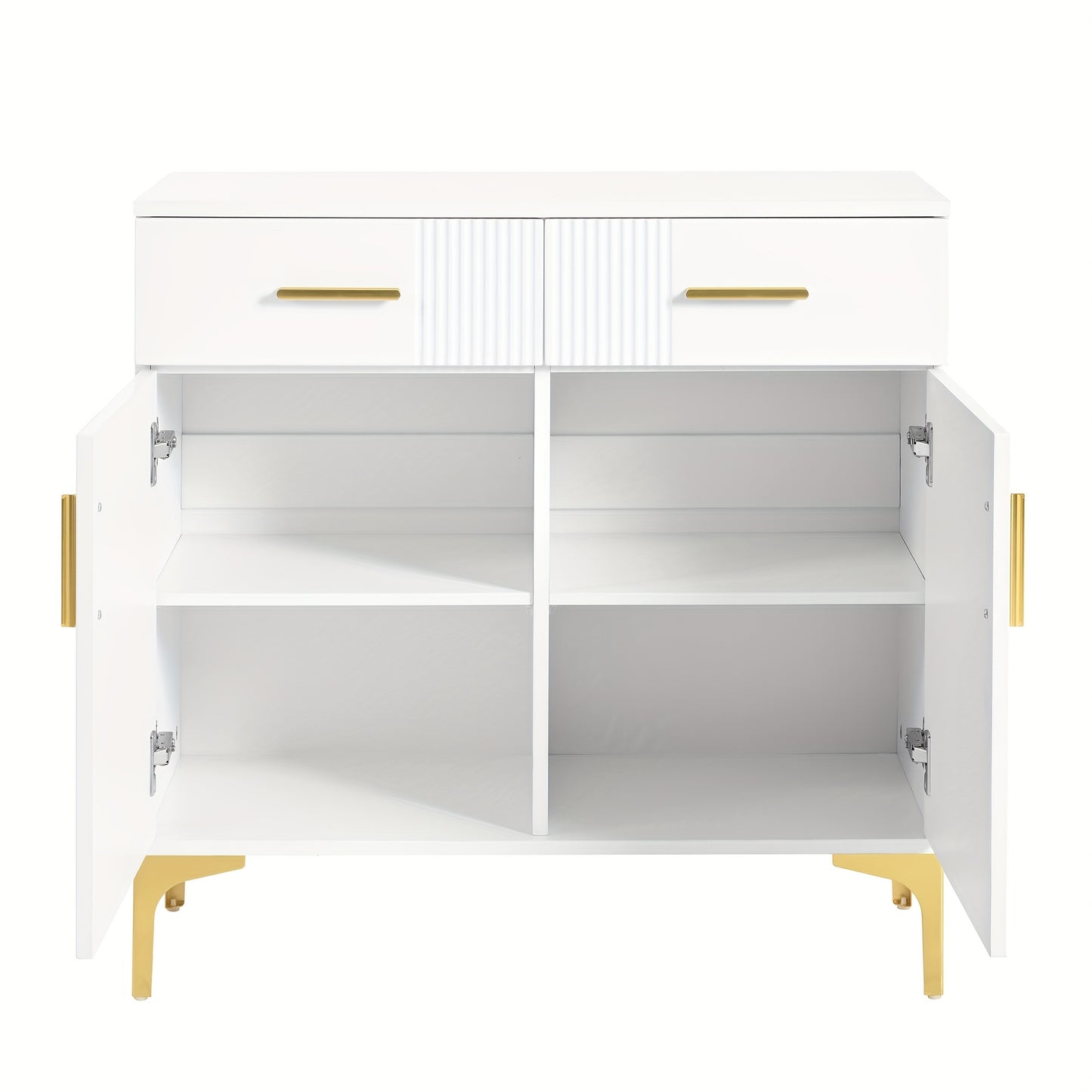 Modern Sideboard with 2 Doors And 2 Drawers - Storage Cabinet with Metal Handles And Metal Feet for Living Room, Hallway Or Dining Room.