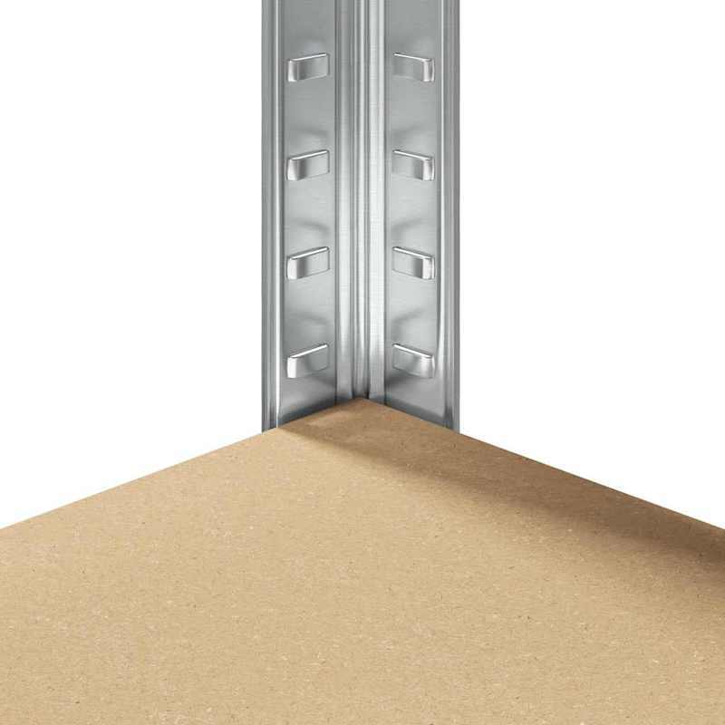 Corner Shelf with 5 Shelves Silver Steel & Wood Material Steel Frame Storage Rack, Garage Storage Rack, Suitable for Living Room, Kitchen, Bathroom, Home, Lobby, Courtyard, Corner Shelves