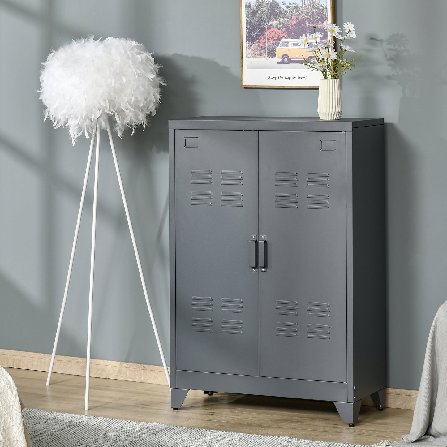Archiefkast – Opbergkast – Dossierkast – Kantoorkast – Metalen Kast – Industrieel Design – 2 Verstelbare Legplanken – Antracietgrijs
