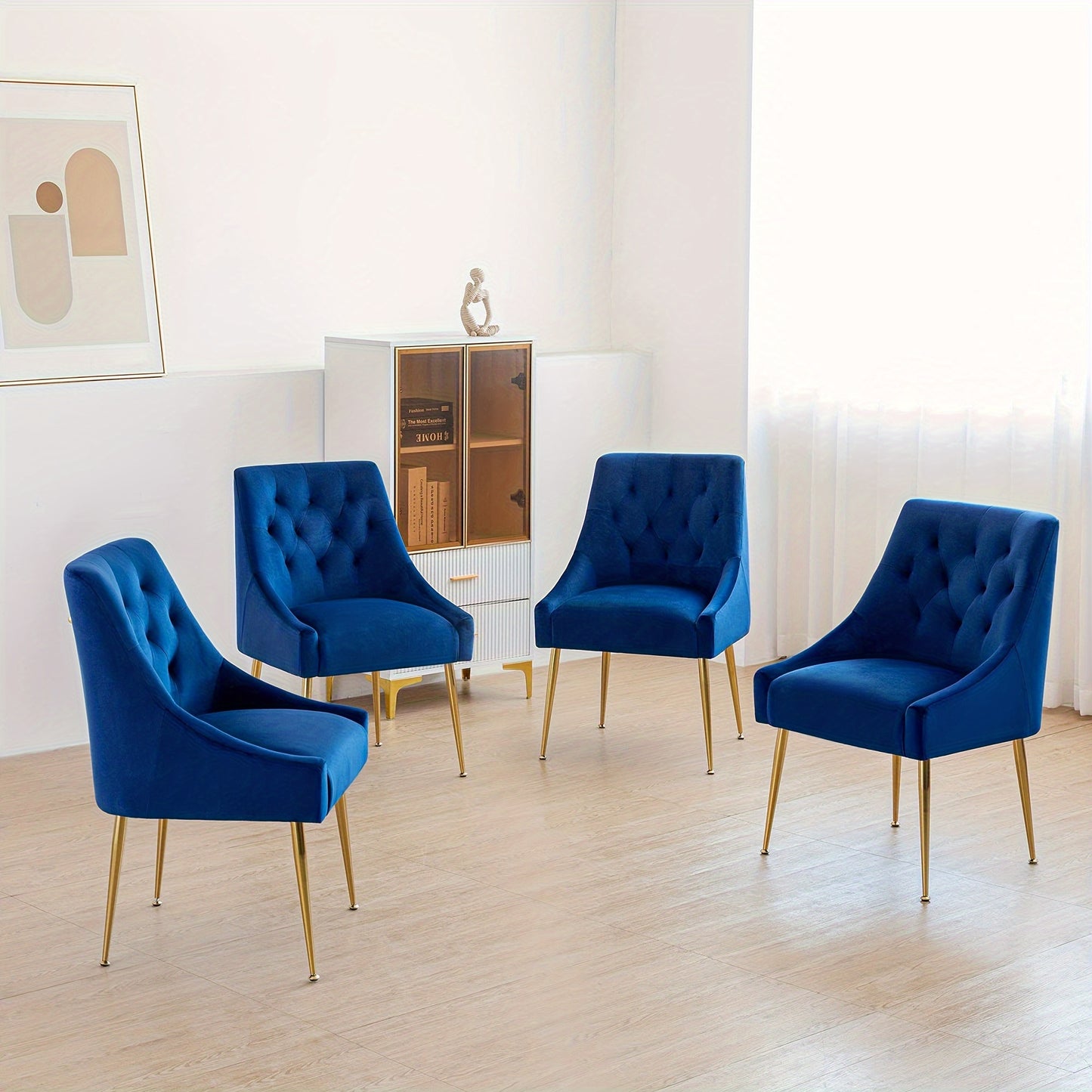 Eetkamerstoel – Stoel – Keukenstoel – Dinerstoel – Kuipstoel – Fluwelen Bekleding – Goud Metalen Frame