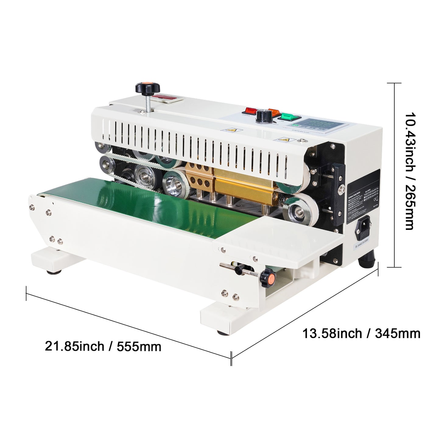 Bandsealer – Continue Sealmachine – Zaksealer – Doorlopende Sealapparaat – Automatische Sluitmachine – Koolstofstaal Behuizing – 600W Vermogen – Tel- en Printfunctie