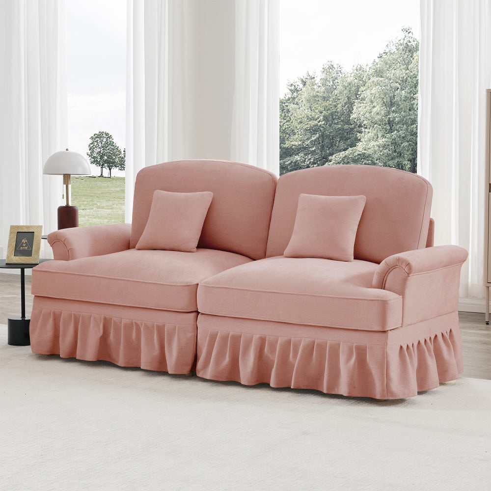 2-zitsbank – Tweezitsbank – Sofa – Bankstel – Zitbank – Chenille Bekleding – Geflareerde Armleuningen – Verwijderbare Biezen – Compact Design – Comfortabel & Duurzaam
