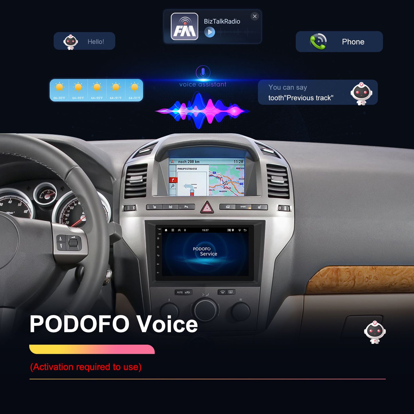 Android Autoradio – Multimedia Systeem – Touchscreen Navigatie – Bluetooth Audio – Draadloze CarPlay & Android Auto – 7 Inch Scherm – GPS Navigatie Met WiFi – Stuurwielbediening + Achteruitrijcamera & 2GB RAM 64GB ROM