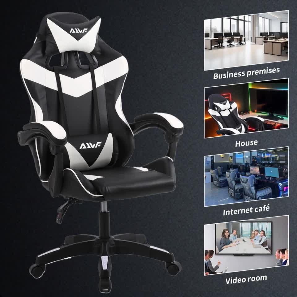 Gamingstoel – Gamestoel – Bureaustoel – Game Chair – Computerstoel – Ergonomisch Design – Met Lendensteun – Kunstleer Wit