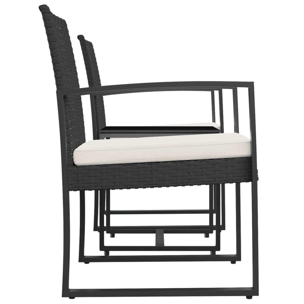 Tuinset hoekbank – loungeset – tuinmeubelen – tuin loungeset – buitenmeubilair – duurzaam staal frame – weerbestendig kunststof vlechtwerk – zwart – comfortabele dikke kussens