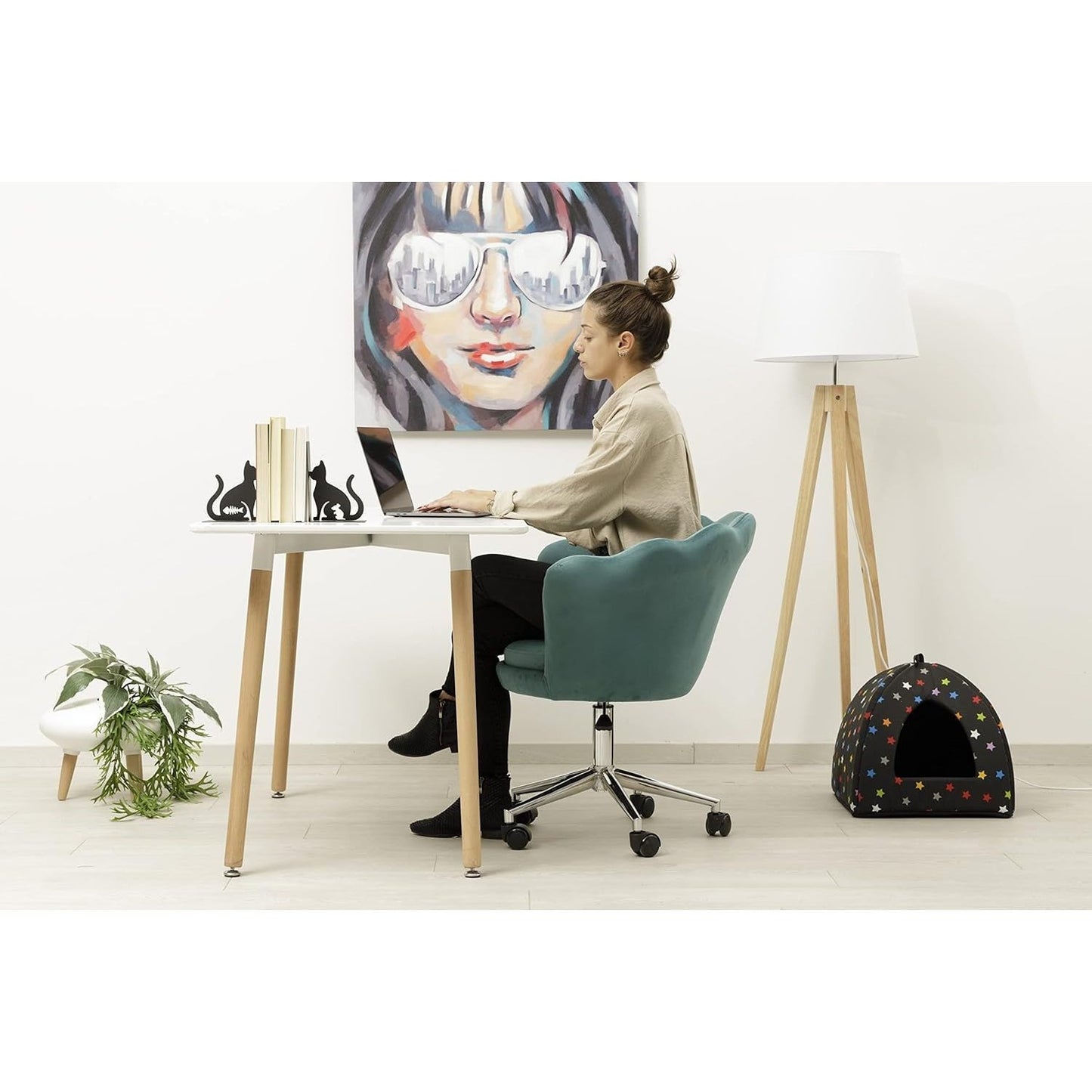 Velvet Bureaustoel – Bureaustoel Met Wieltjes – Fauteuil – Werkstoel – Office Chair – Petrol Groen – Ergonomische Shell Rugleuning – Verstelbare Hoogte 69x71x84 cm