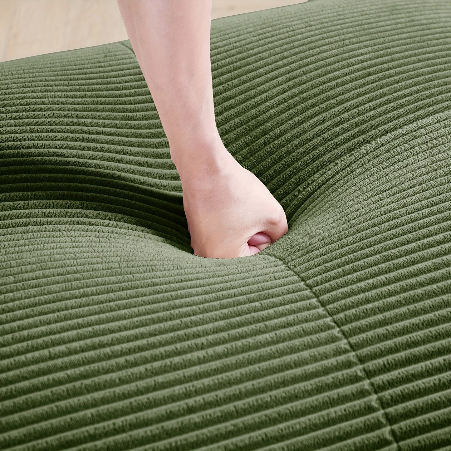 Fauteuil – Zitzak – Relaxstoel – Lounge Chair – Groene Bekleding – Compact Armlos Ontwerp – Comfortabele Kussens
