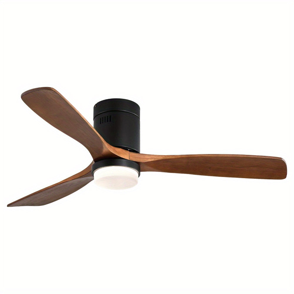 Plafondventilator – Ventilator – Plafondventilator Met Licht – Ventilator Met Afstandsbediening – Houten Bladen Ventilator – Zwarte Metaal/Wood Variant – Ultrastille Omkeerbare Motor – 132 cm Diameter