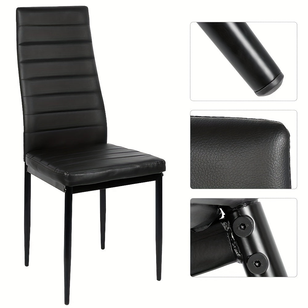 Eetkamerstoelen – Stoelen – Zwarte Stoelen – Keukenstoelen – Design Stoelen – 2 Stuks – Kunstleren Bekleding – Metalen Frame – Zithoogte 45 cm – Comfortabel & Duurzaam