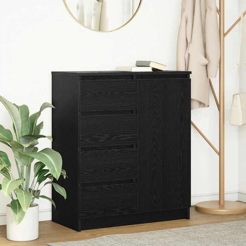 Buffetkast – Opbergkast – Dressoir – Kast – Sideboard – Zwarte Eikenlook – Lockable Laden – Compact 71x35x84 cm