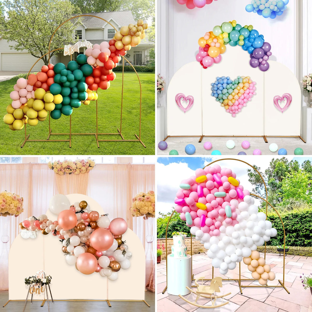 Ballonnenboog-Frameset met Basis - Verstelbare Ballonstandaard - Bruiloftsboog - Ballonnen - Verjaardagsboog voor Feestdecoratie - Bruiloftsdecoratie - Ballonslinger- Ballonstandaard - Goud - QUORE