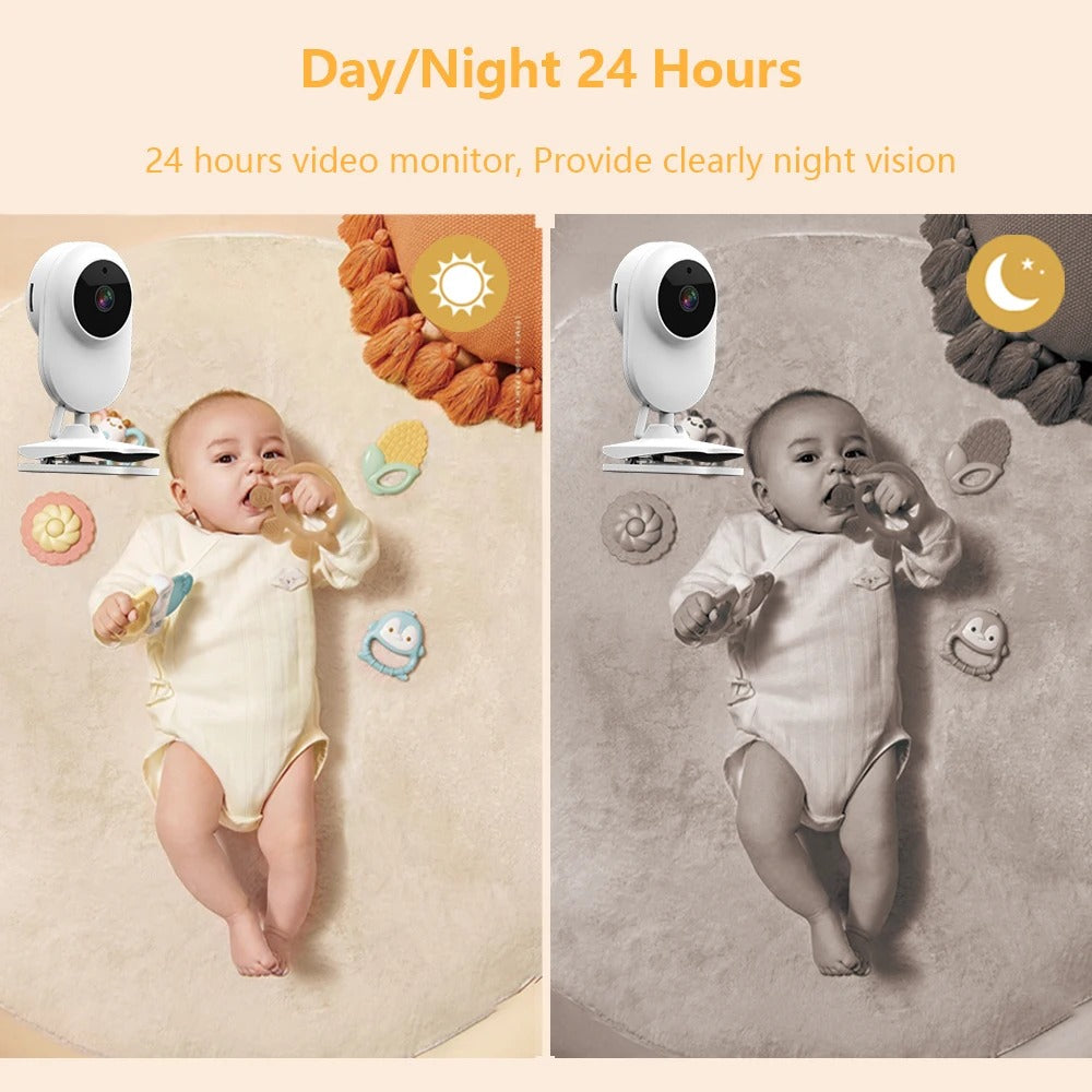 Baby Monitor with Camera - Baby Monitor - Indoor Camera - CMOS - 1080P - 2MP - Wireless - Nanny Camera - White