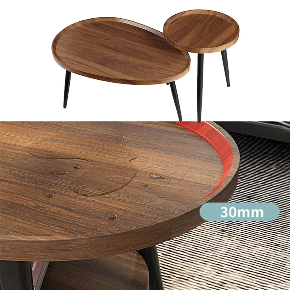 Salontafelset van 2 - Kleine tafel - Woonkamer - Hout - Tafel - Walnoot