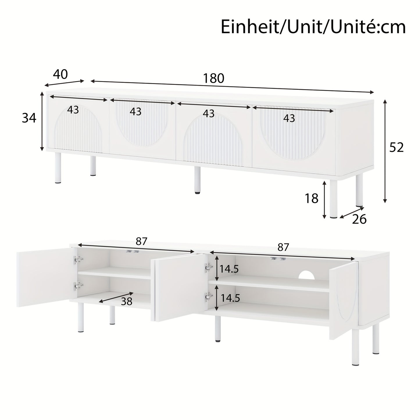 Modern TV Stand Low Profile 180.34cm Wide - Heavy-Duty Metal Construction, Cable Management System, Minimalist Media Console for Living Room, Bedroom, Home Theater - Space-Saving Design, Bedroom Storage Unit, Contemporary Des