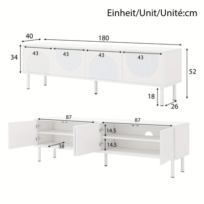 Modern TV Stand Low Profile 180.34cm Wide - Heavy-Duty Metal Construction, Cable Management System, Minimalist Media Console for Living Room, Bedroom, Home Theater - Space-Saving Design, Bedroom Storage Unit, Contemporary Des