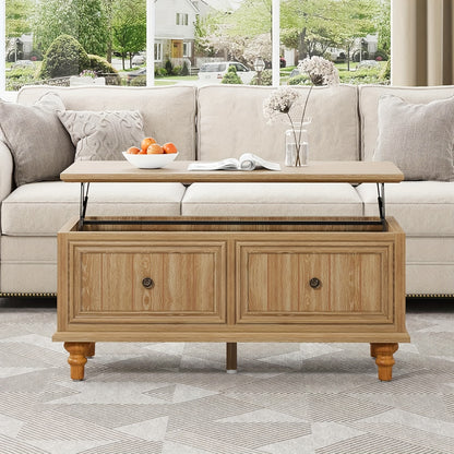 Salontafel – Koffietafel – Bijzettafel – Eettafel – Lift tafel – Verstelbaar Liftblad – Verborgen Opbergruimte – MDF Hout - Natuurlijk Hout