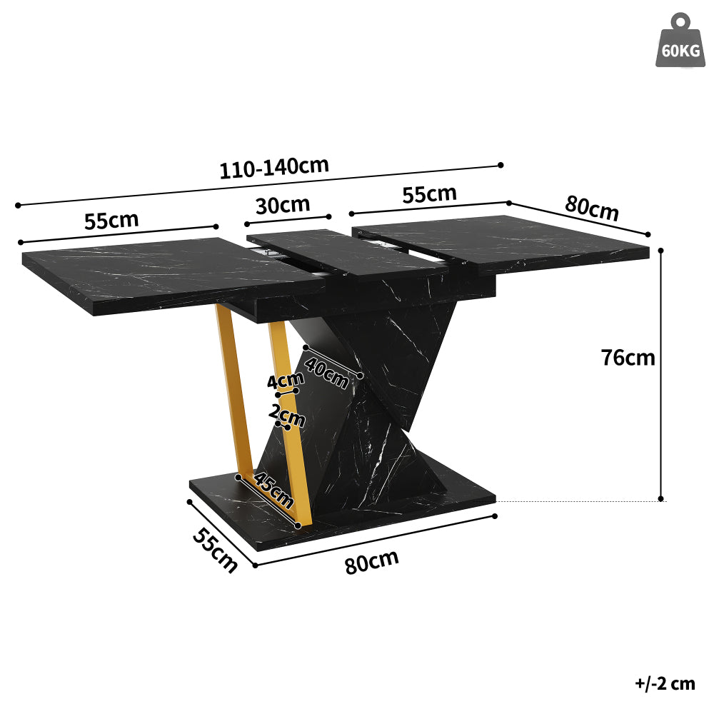 Uitklaptafel – Klaptafel – Eettafel – Uitschuiftafel – Inklapbare Tafel – Ruimtebesparend – Verstelbaar 110-140 cm – Modern Zonder Hout