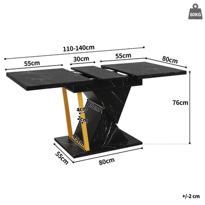 Uitklaptafel – Klaptafel – Eettafel – Uitschuiftafel – Inklapbare Tafel – Ruimtebesparend – Verstelbaar 110-140 cm – Modern Zonder Hout