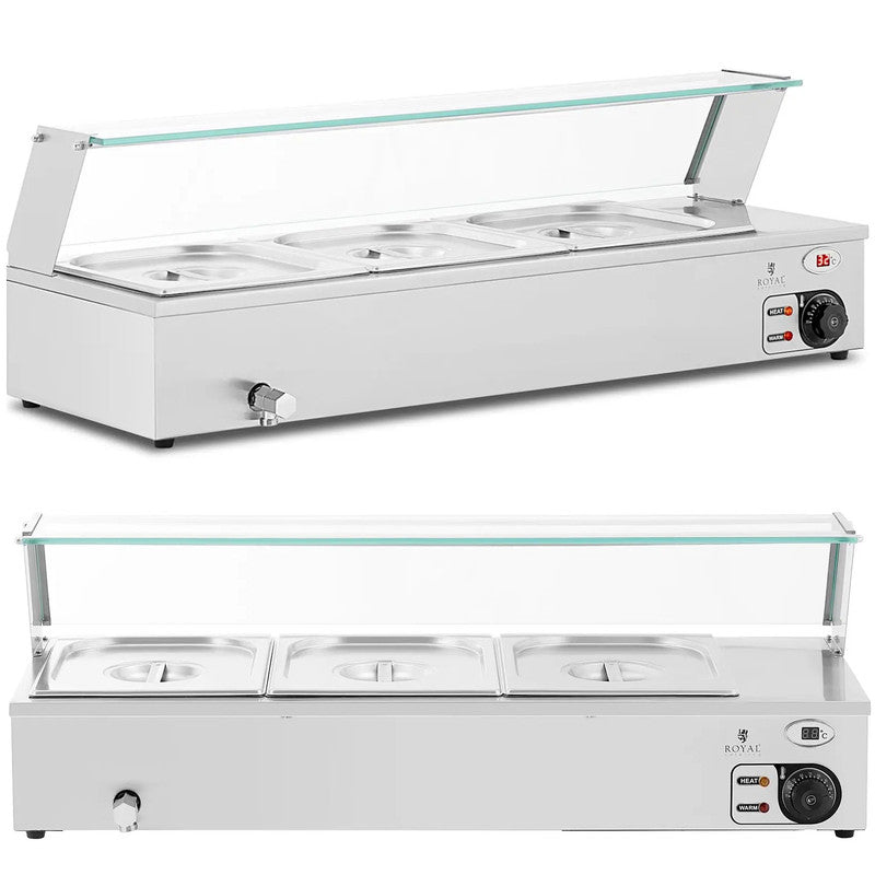 Heated Buffet Warmer with a Cover 3 X GN 1/2 2000 W