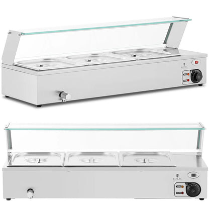 Heated Buffet Warmer with a Cover 3 X GN 1/2 2000 W