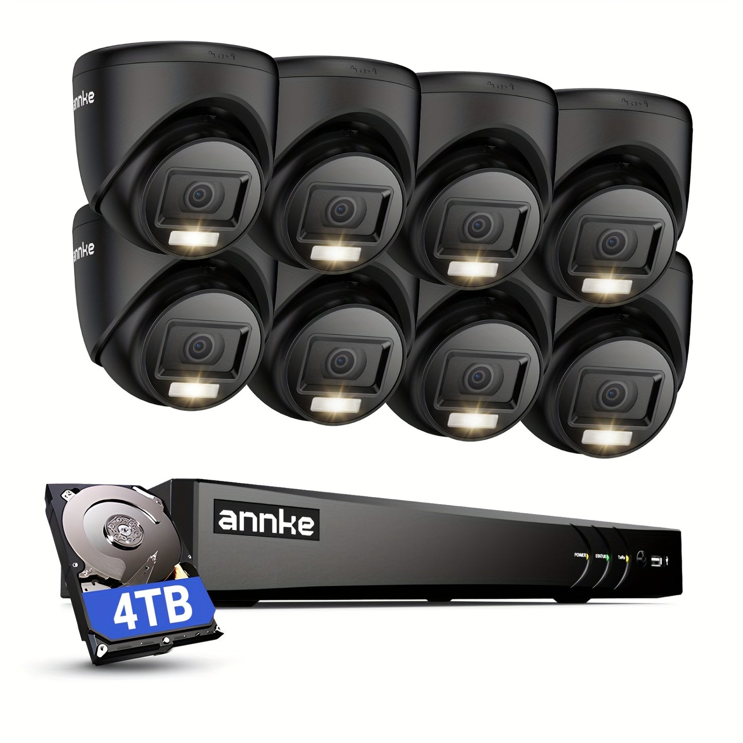 Bewakingscamera System – Beveiligingscamera Set – Camerabewaking – CCTV Beveiligingssysteem – IP Camera Systeem – 8-Kanaals 1080p Met AI Detectie – 4TB Opslag Met Nachtzicht Tot 20 Meter
