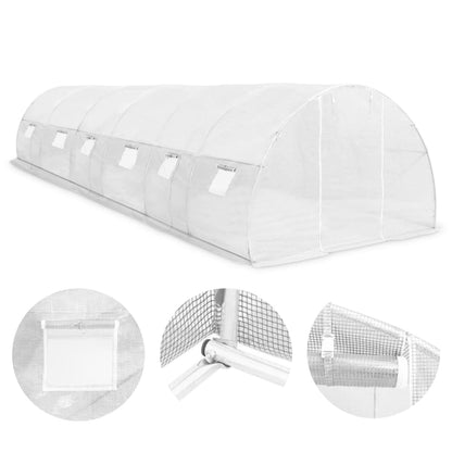 Hobbykas – Serre – Tuinkas – Kweekkas – Plantenkas – Ruim Formaat – Extra Sterk PE Gaas 170 g/m² – Roestvrij Stalen Frame – Wit