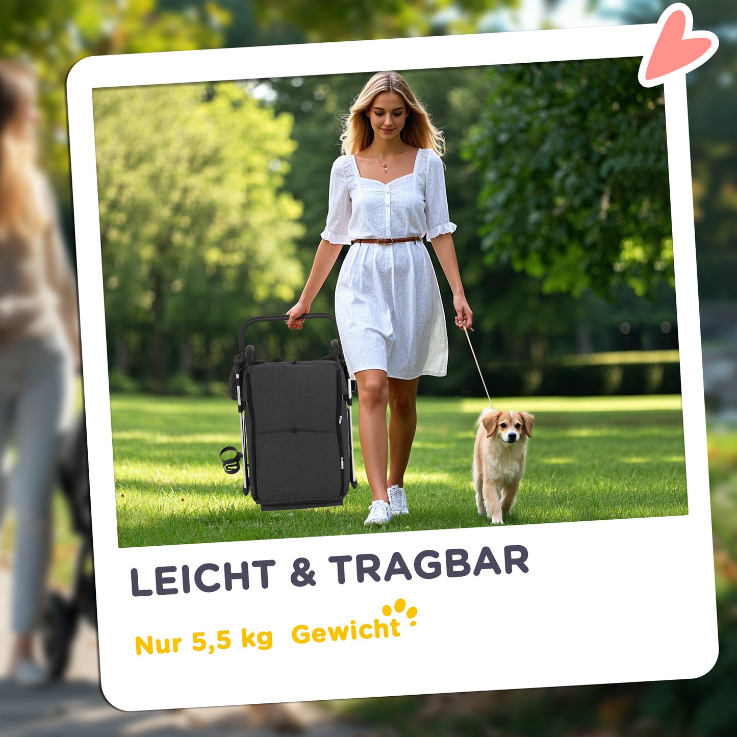 Hondenwagen – Hondenbuggy – Dierenwagen – Hondentransportwagen – Lichtgewicht – Opvouwbaar – Wasbaar Kussen – Ventilerende Gaasramen – Grijs