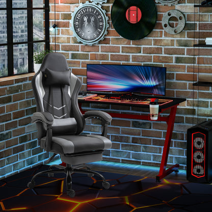 Ergonomische Gamingstoel – Bureaustoel – Draaistoel – Stoel Met Lendensteun – Gamingstoel Met Voetensteun – Verstelbare Rugleuning Tot 160 Graden – Hoogte Verstelbaar 62x52x128 cm – Zwart