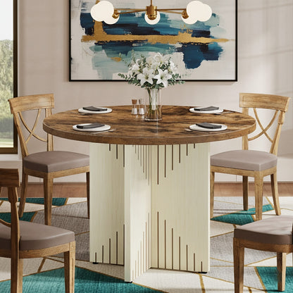 Eettafel – Ronde Tafel – Keukentafel – Diner Tafel – Ontbijttafel – Landelijk Design – Krasbestendig – Ø 100 cm