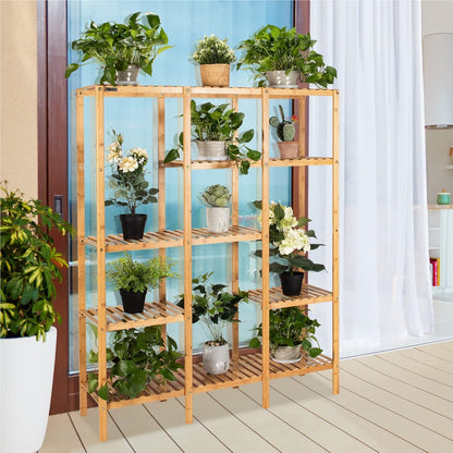 Plantenrek Bamboe – Plantenstandaard – Bloemenrek – Plantentrap – Plantenkast – 5 Lagen – Duurzaam & Weerbestendig – 141 x 31 cm