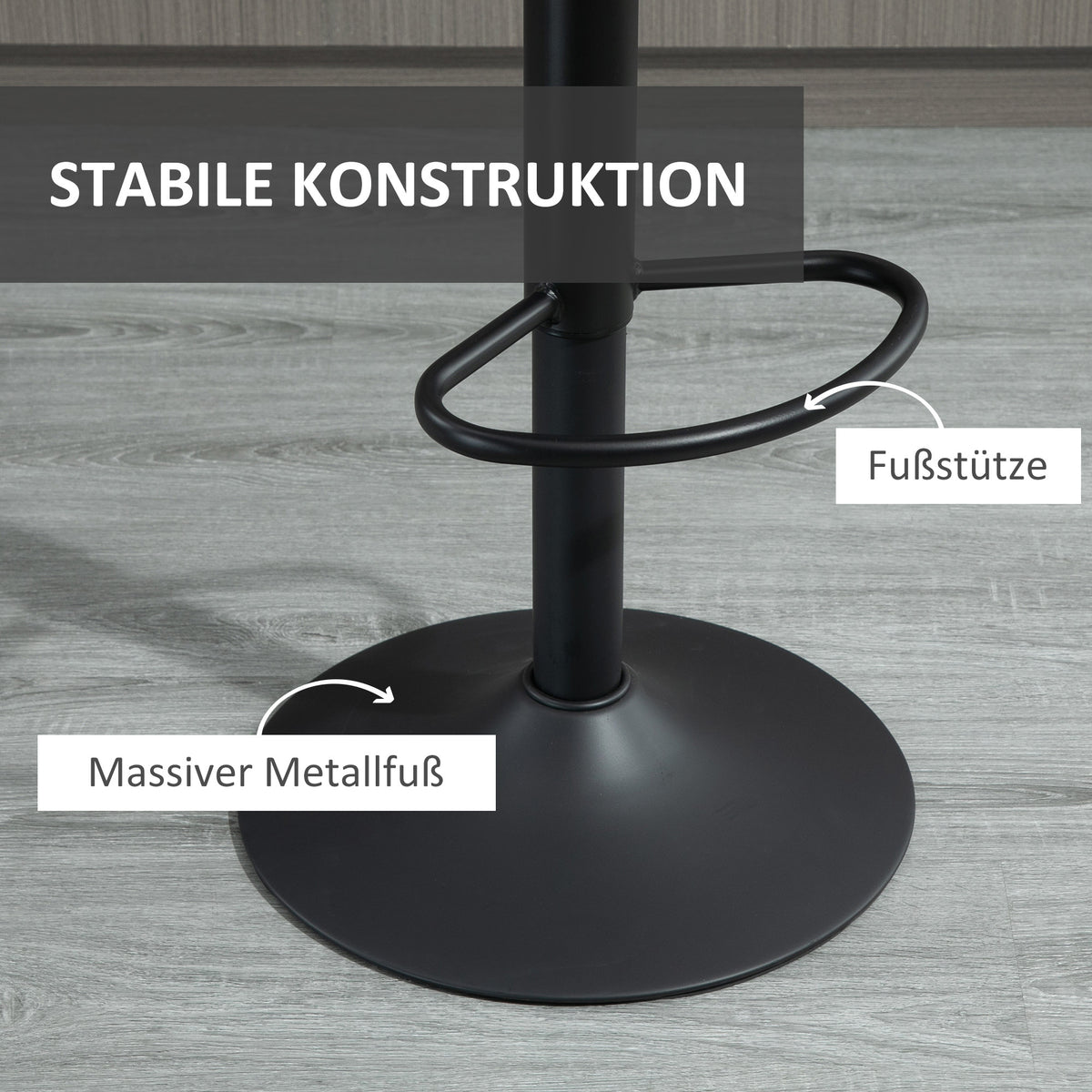 Barstoel – Barkruk – Barstoel Kruk – Keukenstoel – Barkruk Set van 2 – Verstelbare Zithoogte – Met Voetensteun – Retro Grijs Met Zwart Metalen Frame