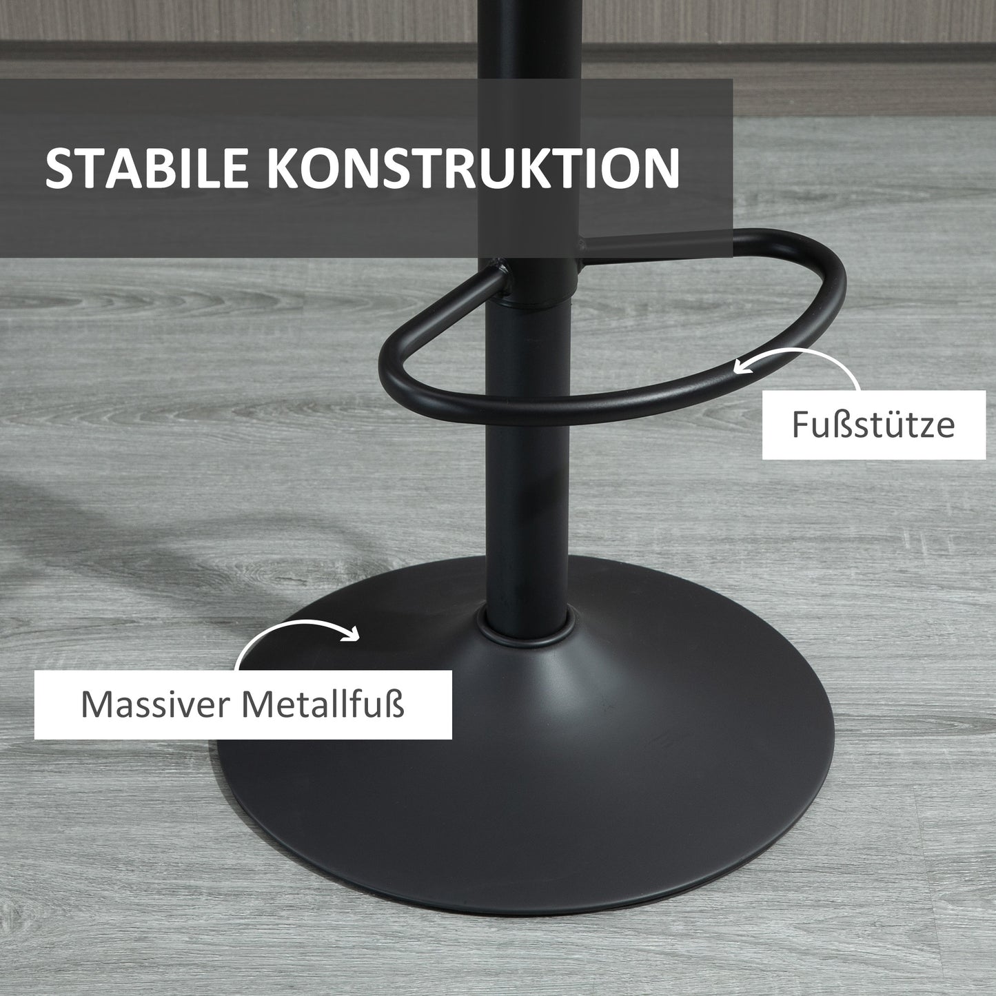 Barkrukken – Barkstoel – Barstoelen – Krukken – Barstoelset – Retro Design – Gaslift Met Voetsteun – Grijs/Zwart