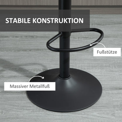 Barkrukken – Barkstoel – Barstoelen – Krukken – Barstoelset – Retro Design – Gaslift Met Voetsteun – Grijs/Zwart