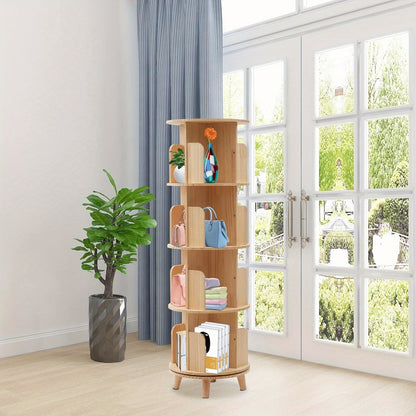 Draaibare Boekenkast – Boekenrek – Opbergkast – Houten Kast – Staande Boekenkast – 4 Niveaus Met 16 Vakken – 360° Draaibaar En Stevig Houten Ontwerp