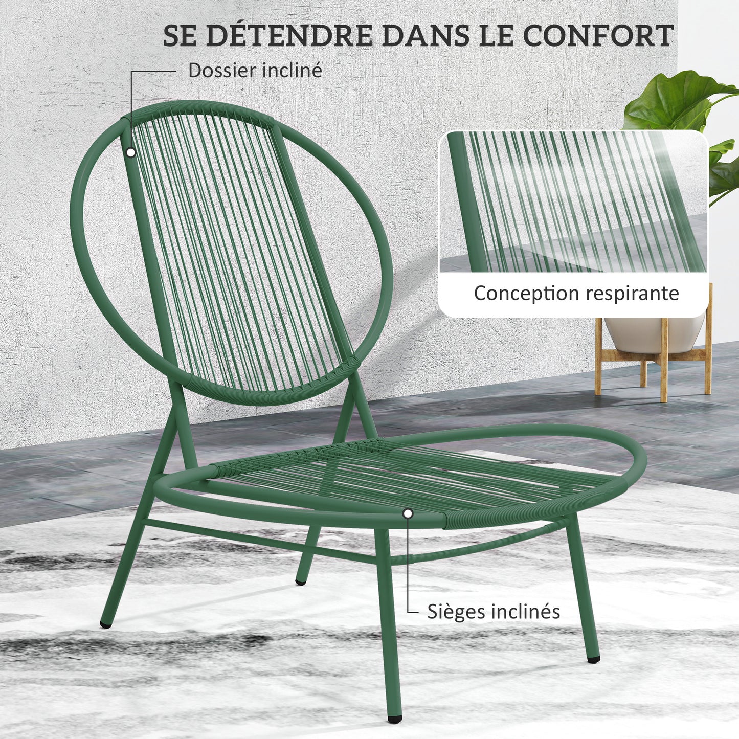 Loungeset – Tuinset – Balkonmeubels – Bistro Set – Loungeset Buiten – 3-delig – Weerbestendig Staal – Compact Design