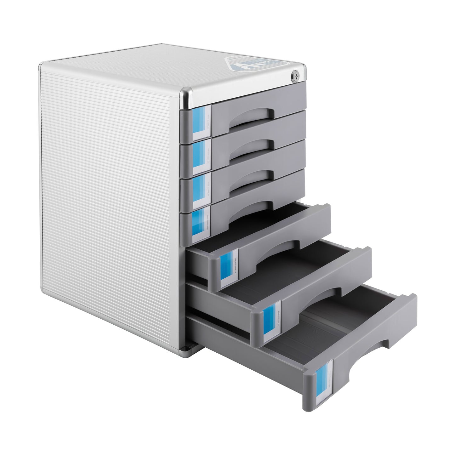 Ladeblok – Ladekast – Archiefkast – Rolcontainer – Opbergkast – 7 Lades – Met Slot en Sleutels – Aluminiumlegering – Compacte Desktop Organizer 30x36x40,5 cm