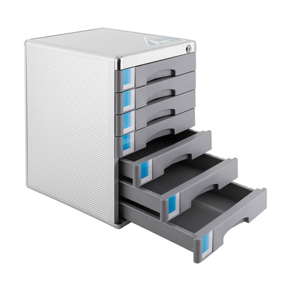 Ladeblok – Ladekast – Archiefkast – Rolcontainer – Opbergkast – 7 Lades – Met Slot en Sleutels – Aluminiumlegering – Compacte Desktop Organizer 30x36x40,5 cm