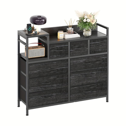 Drawer cabinet, dresser with 9 drawers, storage cabinet suitable for bedroom, wide dresser with shelves, for storage and organization, 100*30*86cm