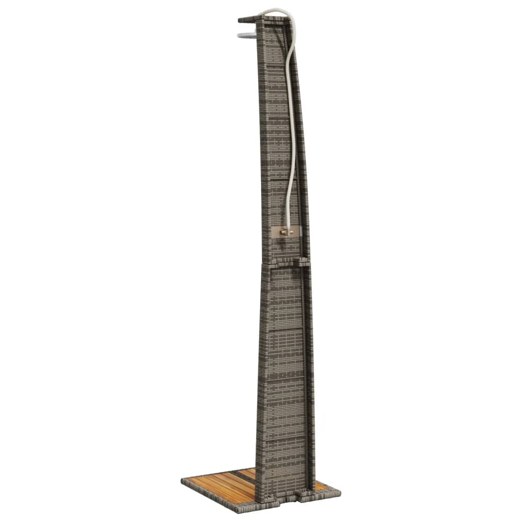 Buitendouche – Tuindouche – Vrijstaande Douche – Zwembad Douche – Outdoor Shower – Weerbestendig PE Rattan – Stevige Acaciahouten Basis Grijs
