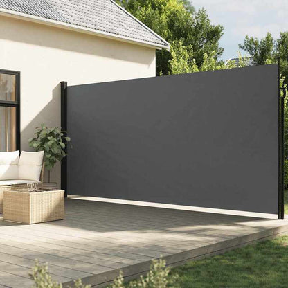 Zonnescherm – Zijzeil – Uitschuifbare Zonwering – Patio Overkapping – Schaduwdoek – Antraciet – 200 x 500 cm – Weerbestendig & Verstelbaar