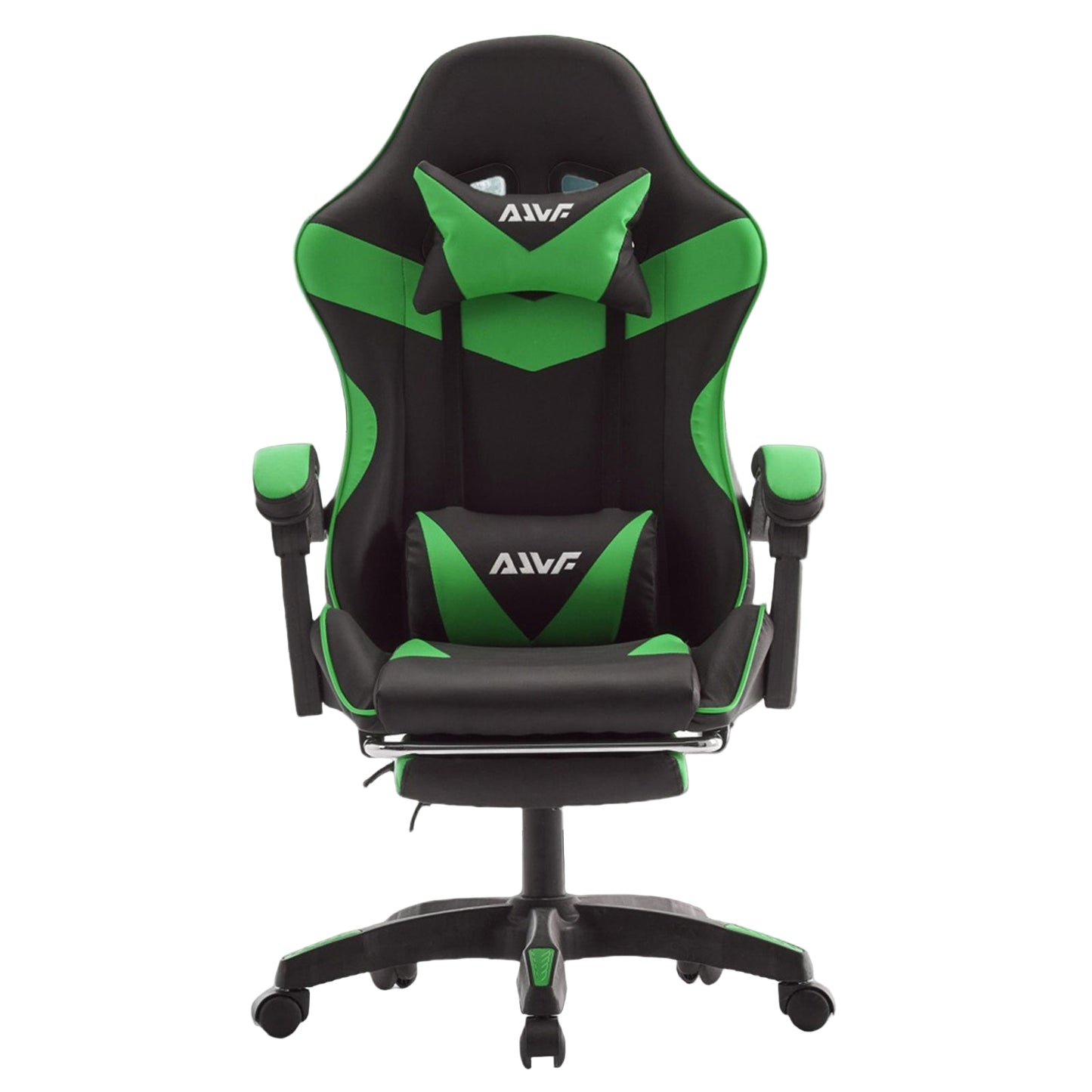 Gamingstoel – Gamestoel – Gaming Chair – Game Stoel – Ergonomische Bureaustoel – Inklapbare Voetensteun – Verstelbare Rugleuning – Duurzaam Roestvrij Stalen Frame – Fris Groene Kleur