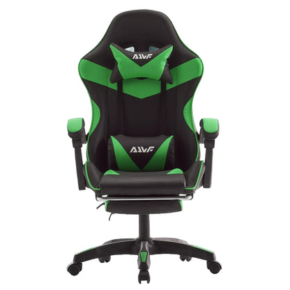 Gamingstoel – Gamestoel – Gaming Chair – Game Stoel – Ergonomische Bureaustoel – Inklapbare Voetensteun – Verstelbare Rugleuning – Duurzaam Roestvrij Stalen Frame – Fris Groene Kleur