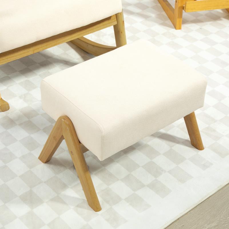 Schommelstoel – Relaxstoel – Fauteuil – Woonkamerstoel – Babystoel – Linnen Look Bekleding – Houten Poten – Oversized Zitting – Draagkracht 150 kg