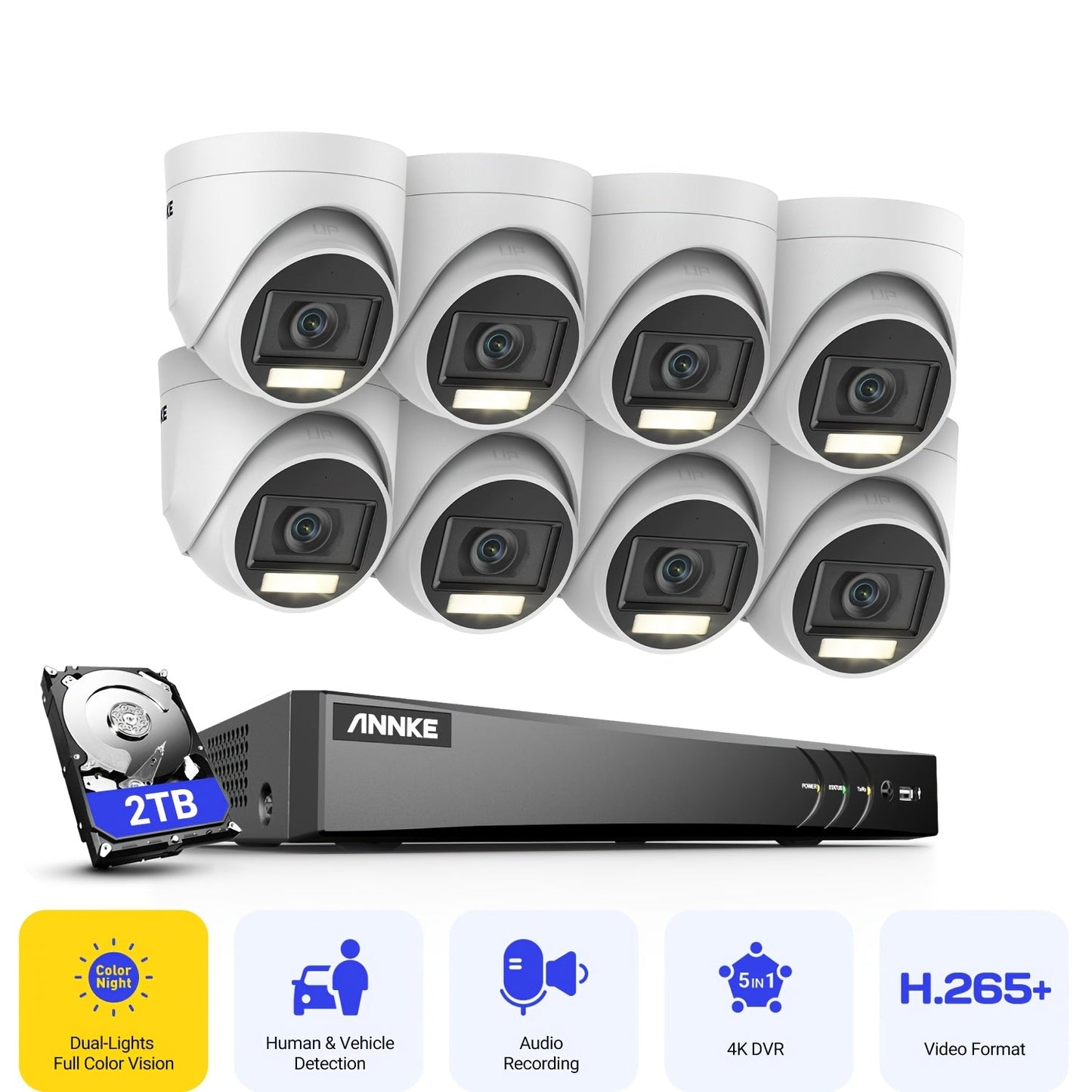 Beveiligingscamera Systeem – Bewakingscamera – CCTV Camera – Camerabewaking – Beveiligingsset – 8K 3K Resolutie – AI Bewegingsdetectie & Dual-Light Nachtzicht