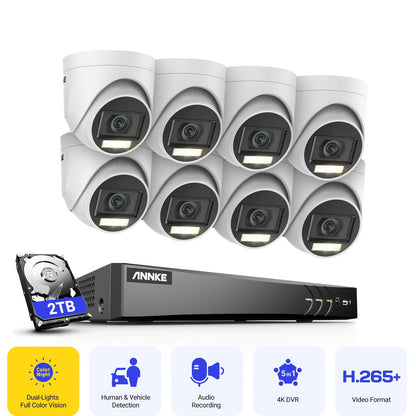 Beveiligingscamera Systeem – Bewakingscamera – CCTV Camera – Camerabewaking – Beveiligingsset – 8K 3K Resolutie – AI Bewegingsdetectie & Dual-Light Nachtzicht