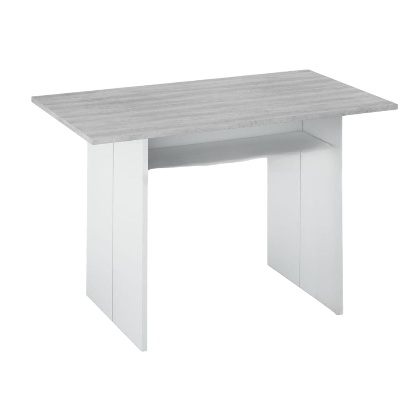 Arila Extendable Table, Book-Style Opening with Extendable Top, Foldable Side Console Table, 120x35x77 cm, White and Cement