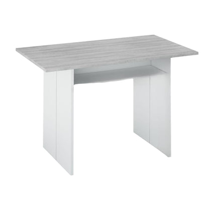 Arila Extendable Table, Book-Style Opening with Extendable Top, Foldable Side Console Table, 120x35x77 cm, White and Cement