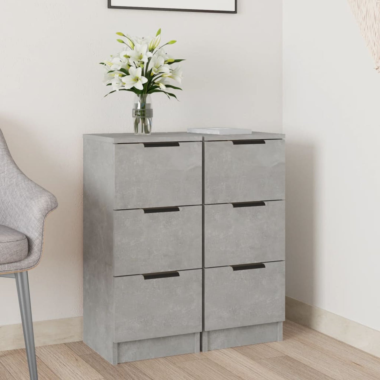 Sideboard – Opbergkast – Garagekast – Gereedschapskist – Schoenenrek – Betonlook Grijs – 30x30x70 cm – Gemaakt Van Hout